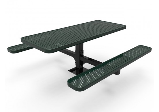 Rectangular Single Pedestal Picnic Table with Perforated Steel